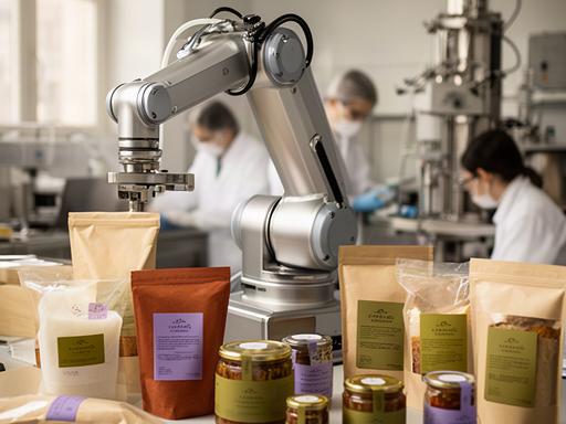 Robot per confezionamento prodotti alimentari artigianali in laboratorio food tech